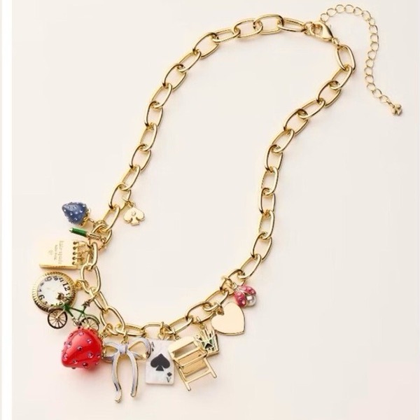 Charming Gold Necklace With Colorful Charms